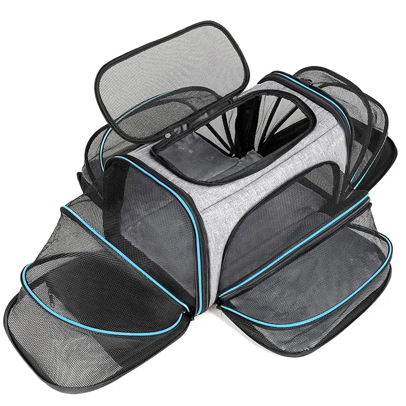 OTI6098 Four Side Expandable Dog Cat Bag Airline Approved Collapsible Breathable Travel Pet Carrier for Dogs