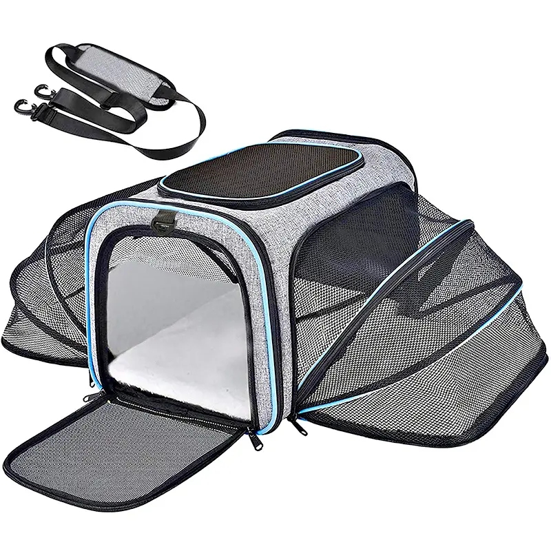 OTI6116 Soft Handbag Carries 2 Sided Expandable Carrier Breathable Net Pet Outdoor Travel Shoulder Bags Cat Products